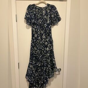 Astr Navy Floral Midi Dress